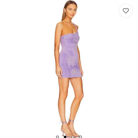NWT For Love & Lemons Finley Mini Dress in Purple Fuzzy Medium Revolve - Picture 14 of 14